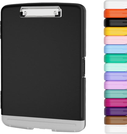 Clipboard with Storage, 8.5 x 11 Clip Board with Pen Holder, Black