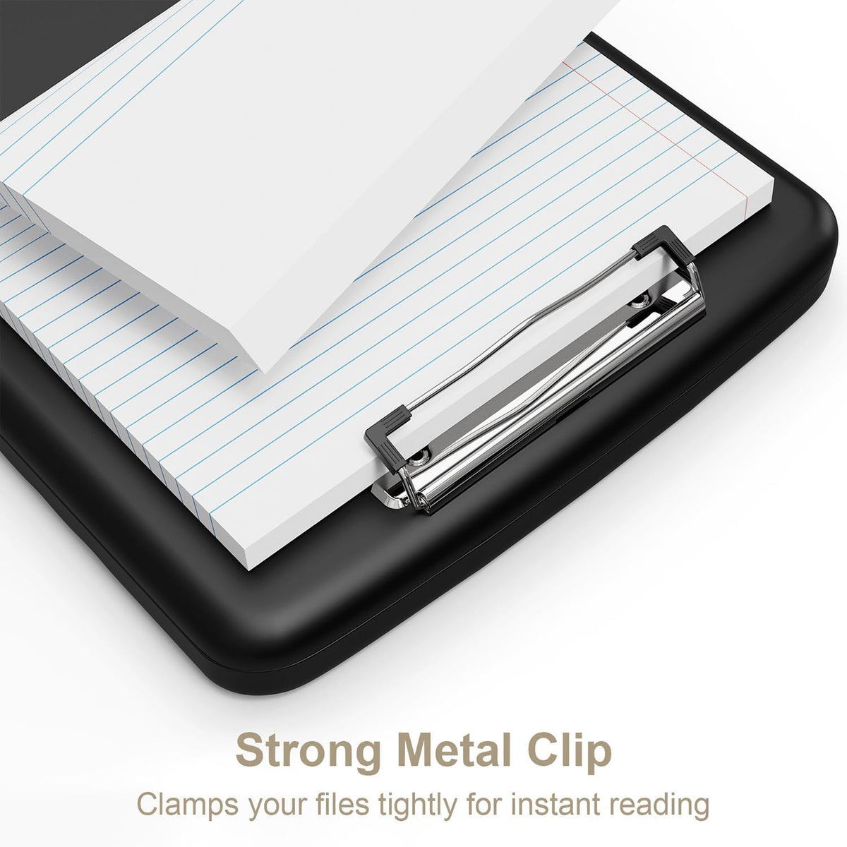 Clipboard with Storage, 8.5 x 11 Clip Board with Pen Holder, Black