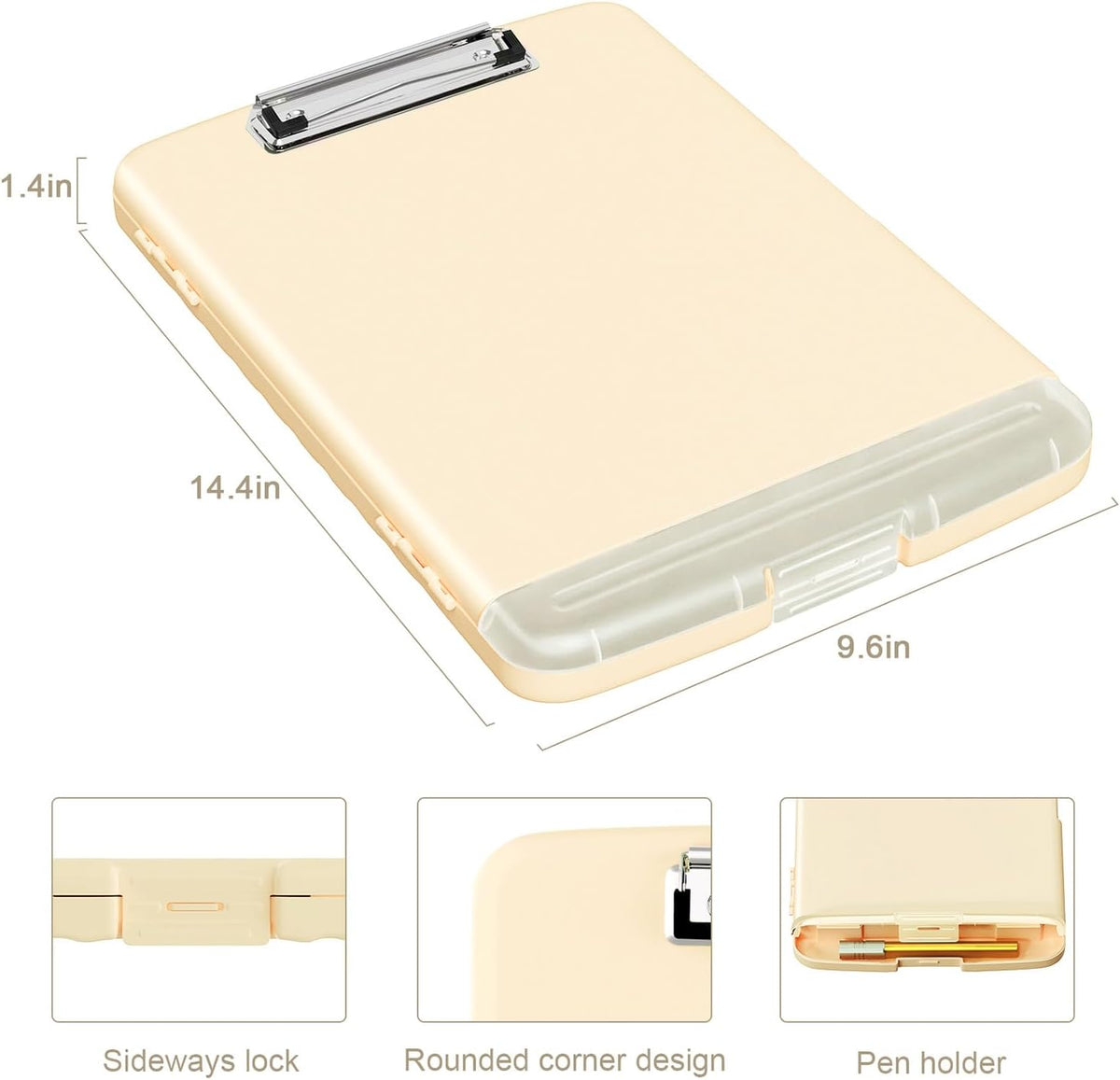 Clipboard with Storage, 8.5 x 11 Clip Board with Pen Holder, Black
