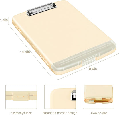 Clipboard with Storage, 8.5 x 11 Clip Board with Pen Holder, Black