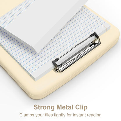 Clipboard with Storage, 8.5 x 11 Clip Board with Pen Holder, Black