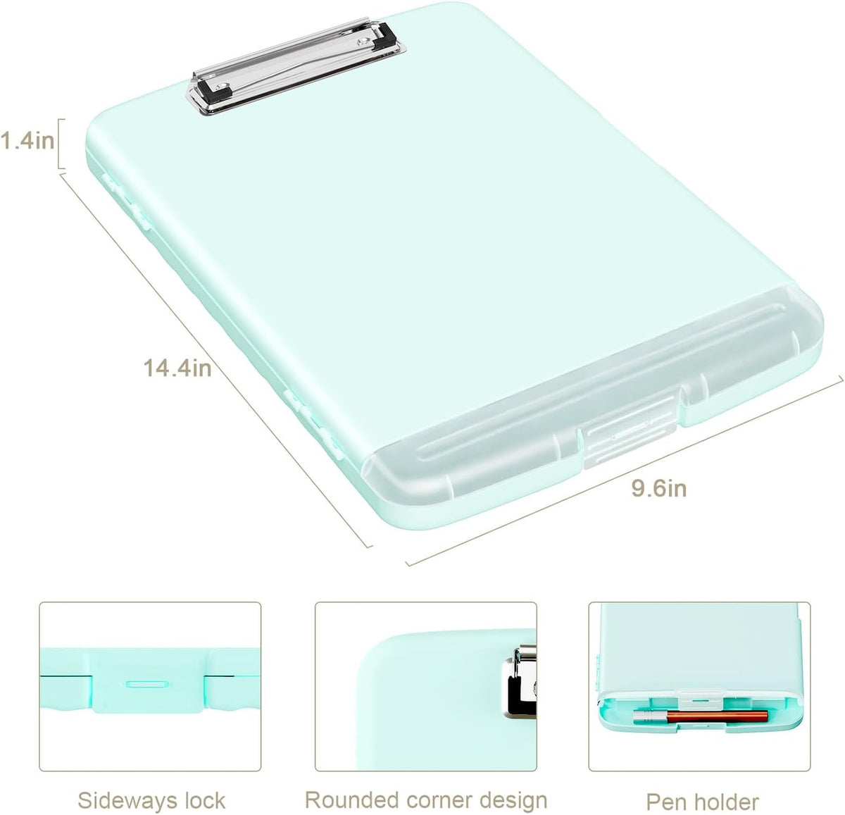 Clipboard with Storage, 8.5 x 11 Clip Board with Pen Holder, Black