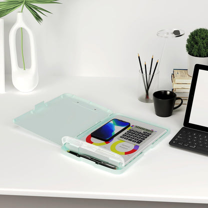 Clipboard with Storage, 8.5 x 11 Clip Board with Pen Holder, Black