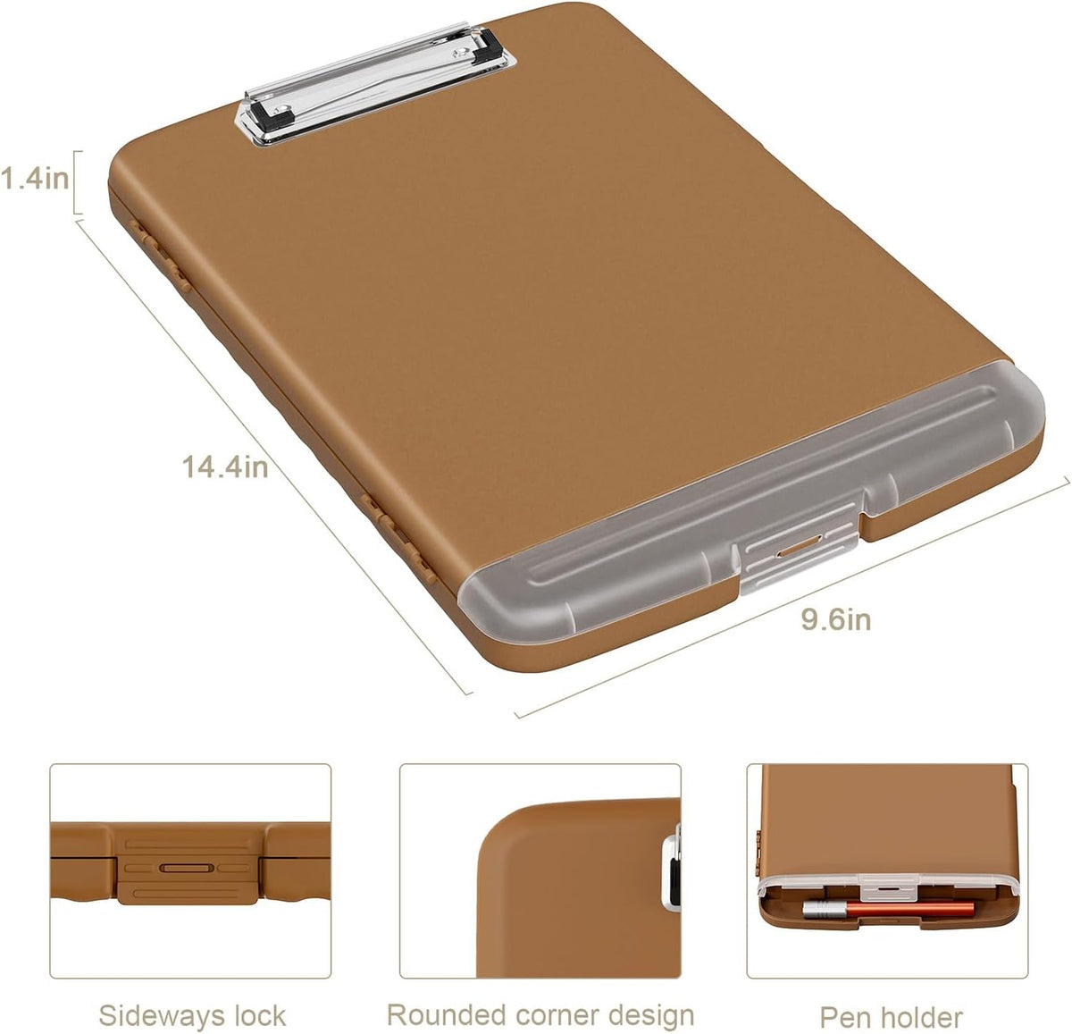 Clipboard with Storage, 8.5 x 11 Clip Board with Pen Holder, Black