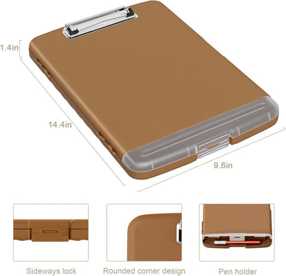 Clipboard with Storage, 8.5 x 11 Clip Board with Pen Holder, Black