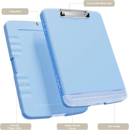 Clipboard with Storage, 8.5 x 11 Clip Board with Pen Holder, Black