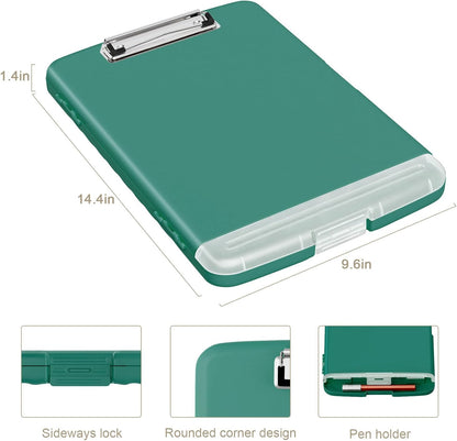 Clipboard with Storage, 8.5 x 11 Clip Board with Pen Holder, Black