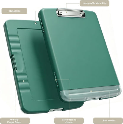 Clipboard with Storage, 8.5 x 11 Clip Board with Pen Holder, Black