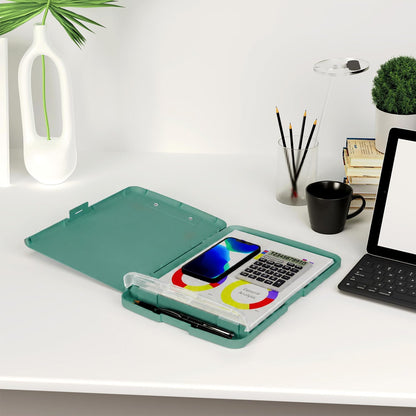 Clipboard with Storage, 8.5 x 11 Clip Board with Pen Holder, Black
