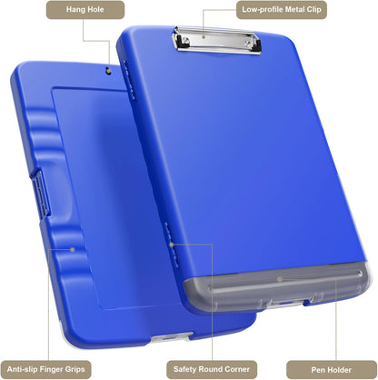 Clipboard with Storage, 8.5 x 11 Clip Board with Pen Holder, Black