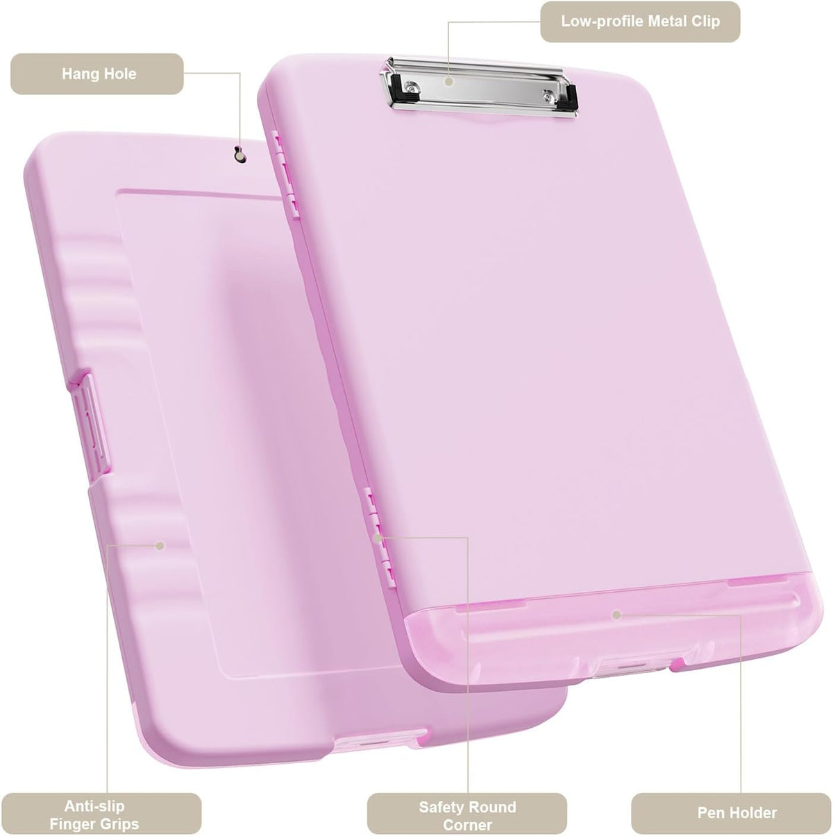 Clipboard with Storage, 8.5 x 11 Clip Board with Pen Holder, Black