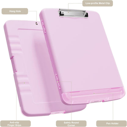 Clipboard with Storage, 8.5 x 11 Clip Board with Pen Holder, Black