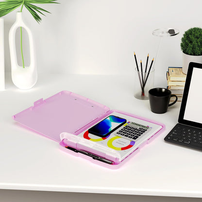 Clipboard with Storage, 8.5 x 11 Clip Board with Pen Holder, Black