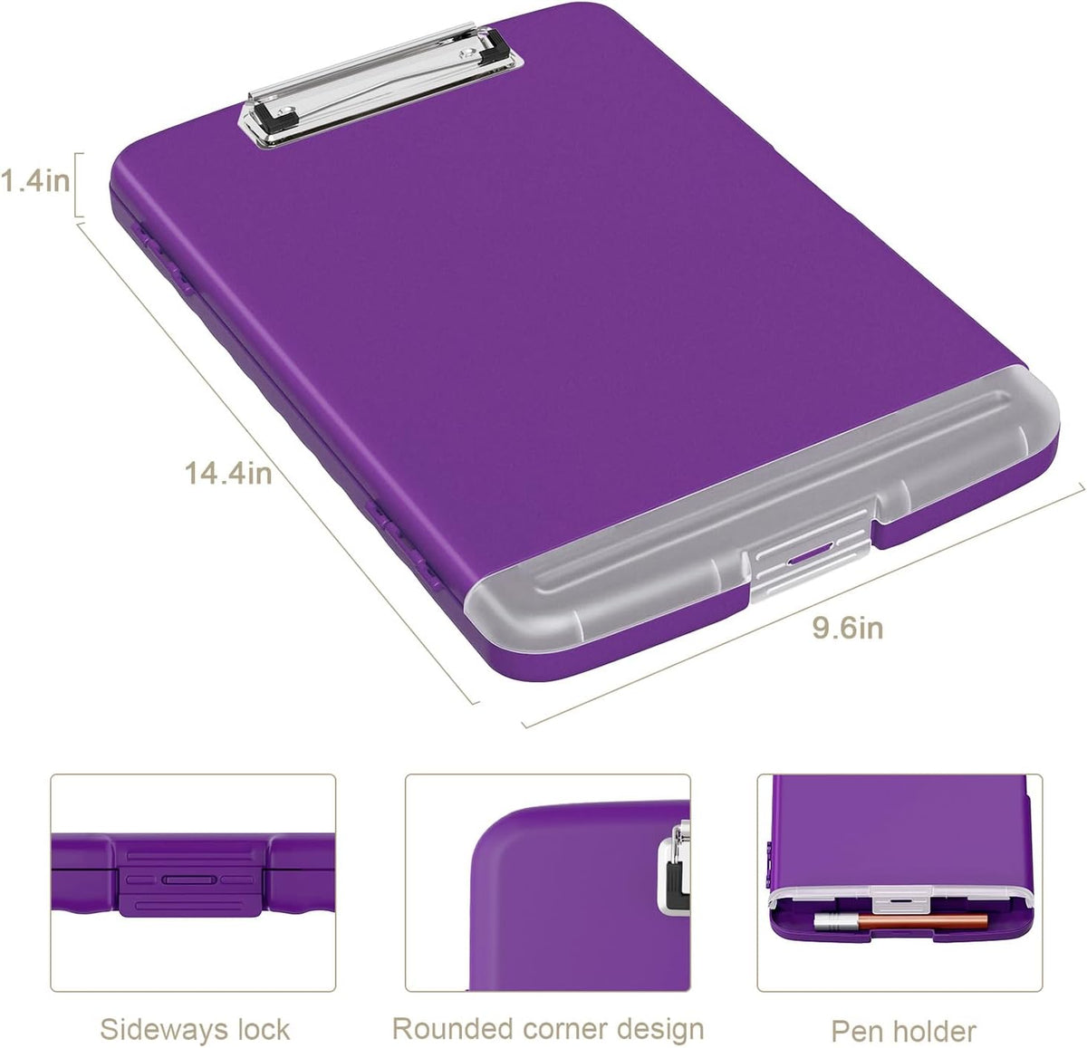 Clipboard with Storage, 8.5 x 11 Clip Board with Pen Holder, Black