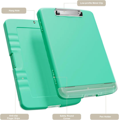 Clipboard with Storage, 8.5 x 11 Clip Board with Pen Holder, Black