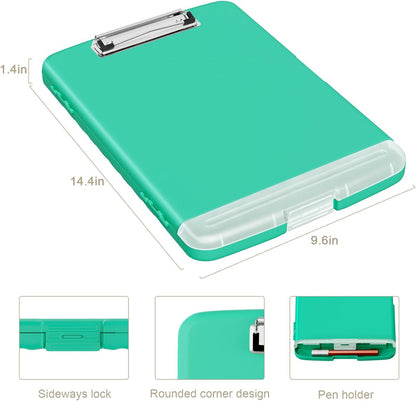 Clipboard with Storage, 8.5 x 11 Clip Board with Pen Holder, Black