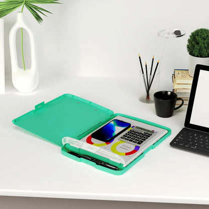Clipboard with Storage, 8.5 x 11 Clip Board with Pen Holder, Black
