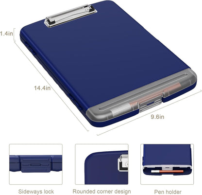 Clipboard with Storage, 8.5 x 11 Clip Board with Pen Holder, Black