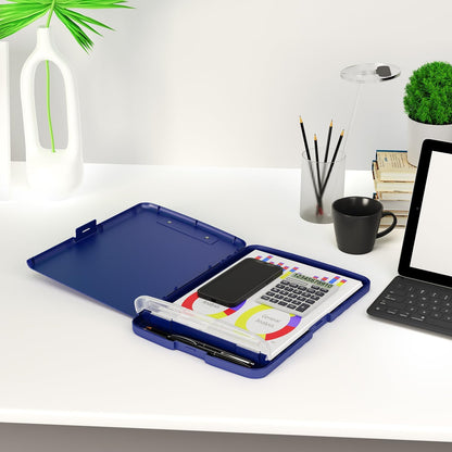 Clipboard with Storage, 8.5 x 11 Clip Board with Pen Holder, Black