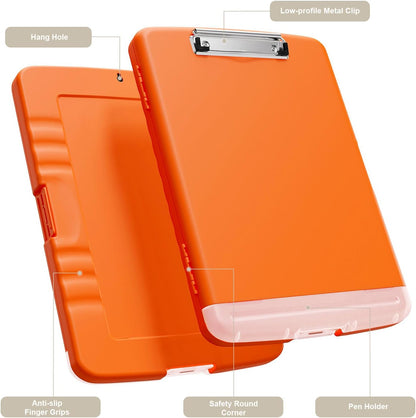 Clipboard with Storage, 8.5 x 11 Clip Board with Pen Holder, Black