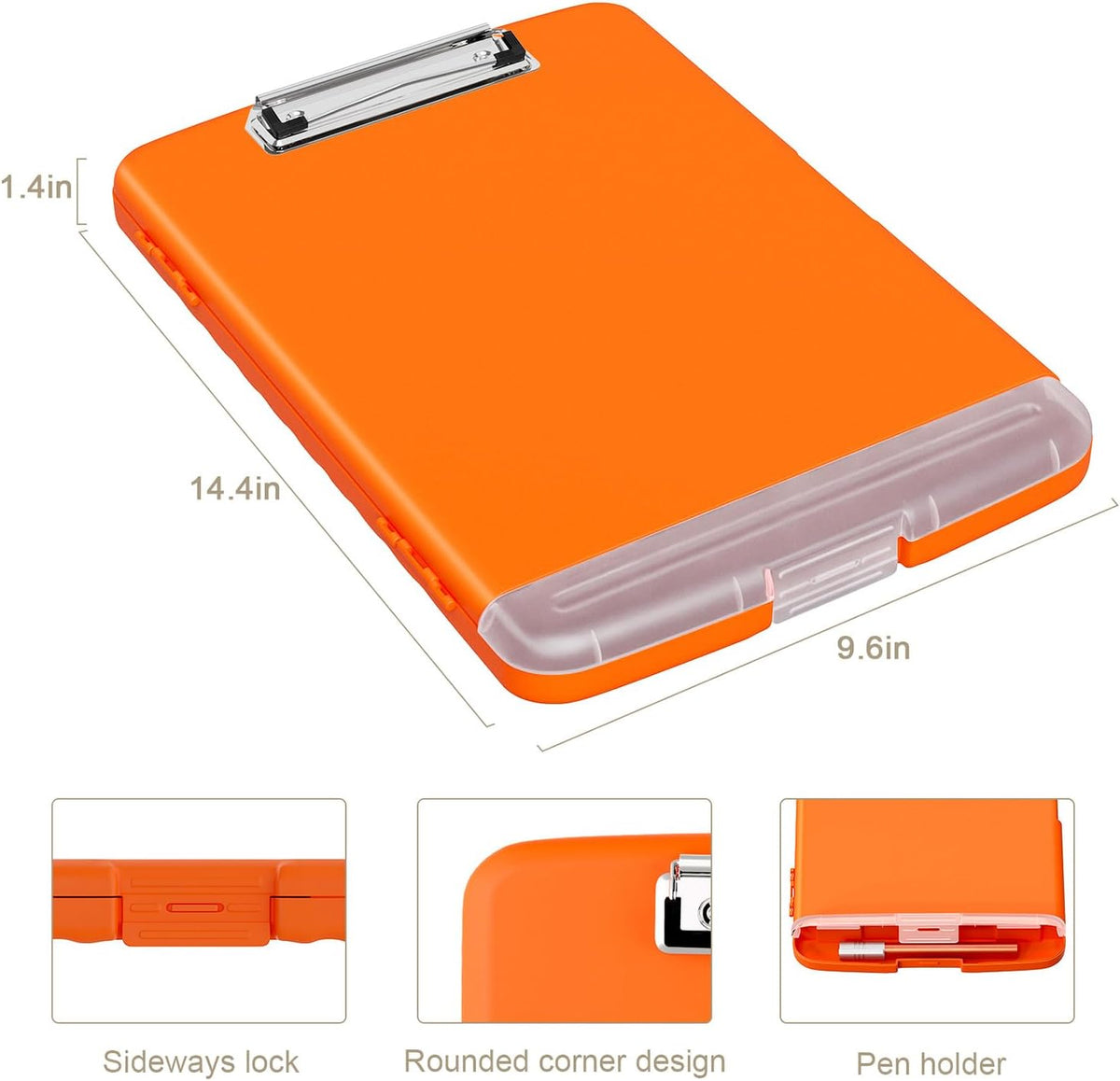 Clipboard with Storage, 8.5 x 11 Clip Board with Pen Holder, Black