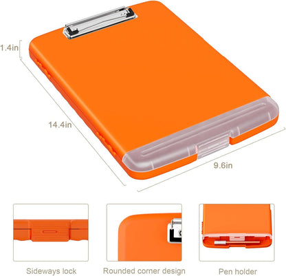 Clipboard with Storage, 8.5 x 11 Clip Board with Pen Holder, Black
