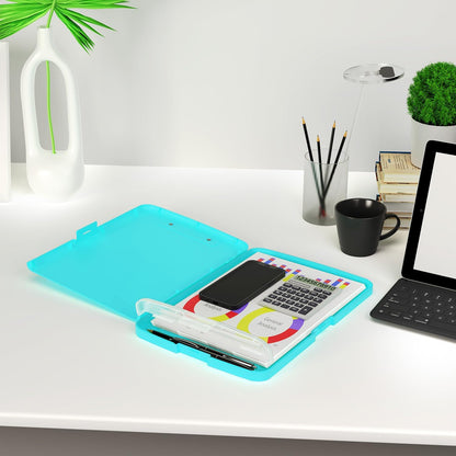 Clipboard with Storage, 8.5 x 11 Clip Board with Pen Holder, Black