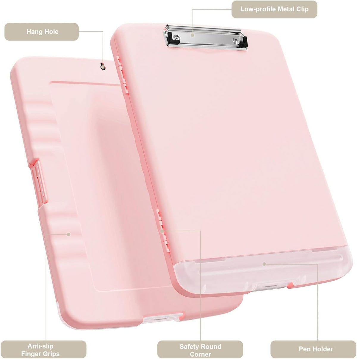 Clipboard with Storage, 8.5 x 11 Clip Board with Pen Holder, Black