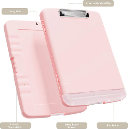 Clipboard with Storage, 8.5 x 11 Clip Board with Pen Holder, Black