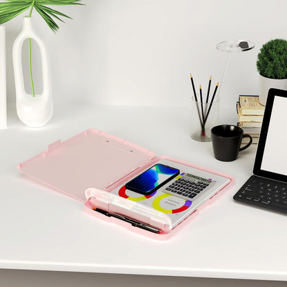 Clipboard with Storage, 8.5 x 11 Clip Board with Pen Holder, Black