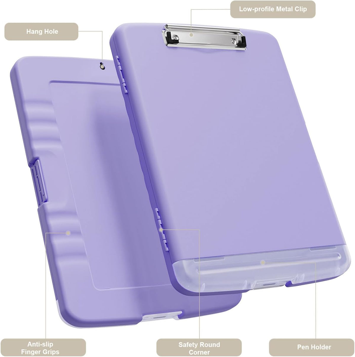Clipboard with Storage, 8.5 x 11 Clip Board with Pen Holder, Black