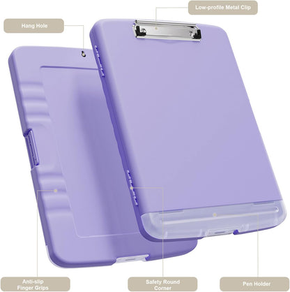 Clipboard with Storage, 8.5 x 11 Clip Board with Pen Holder, Black