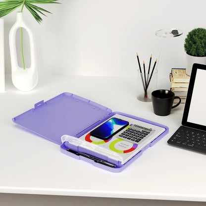Clipboard with Storage, 8.5 x 11 Clip Board with Pen Holder, Black