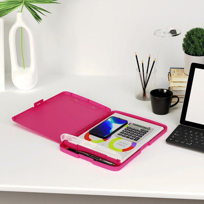 Clipboard with Storage, 8.5 x 11 Clip Board with Pen Holder, Black