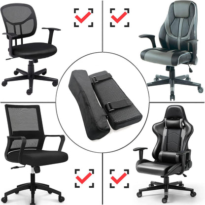 Easy-You Office Chair Armrest Covers, Set of 2 Comfortable Armrest Elbow Pillow (2 Black Armrest Pillow)