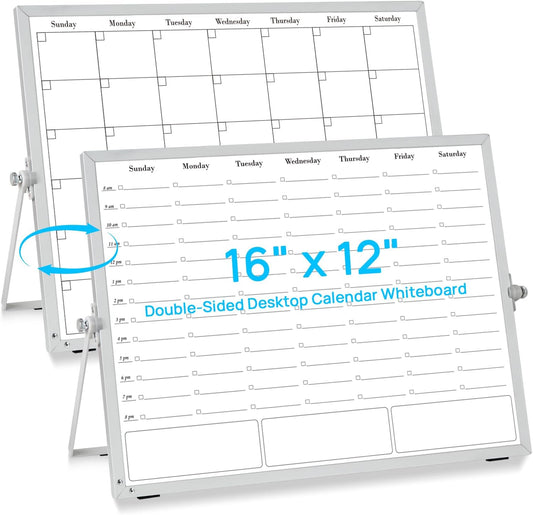 Desktop Weekly Calendar Whiteboard with Stand,16x12 Dry Erase Board