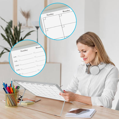 Desktop Weekly Calendar Whiteboard with Stand,16x12 Dry Erase Board