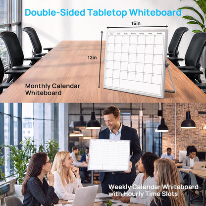 Desktop Weekly Calendar Whiteboard with Stand,16x12 Dry Erase Board