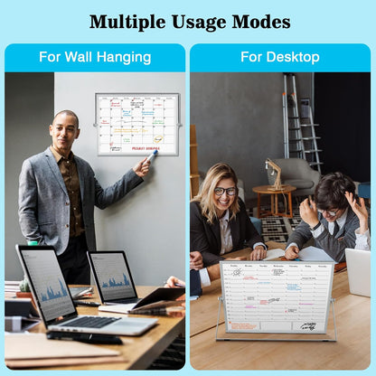 Desktop Weekly Calendar Whiteboard with Stand,16x12 Dry Erase Board