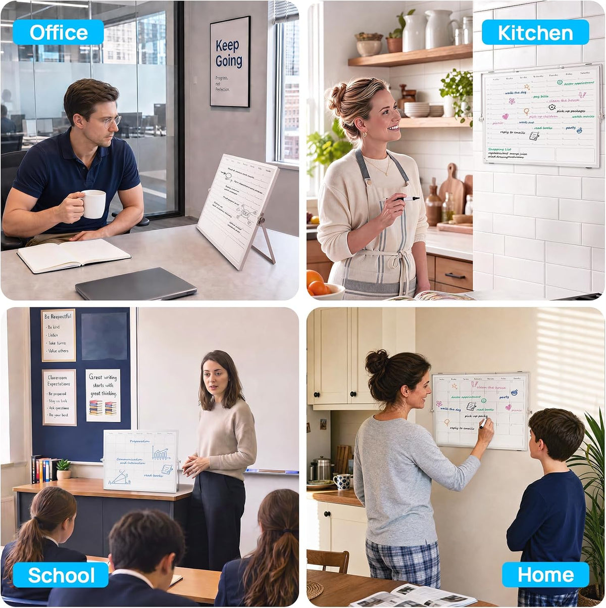 Desktop Weekly Calendar Whiteboard with Stand,16x12 Dry Erase Board