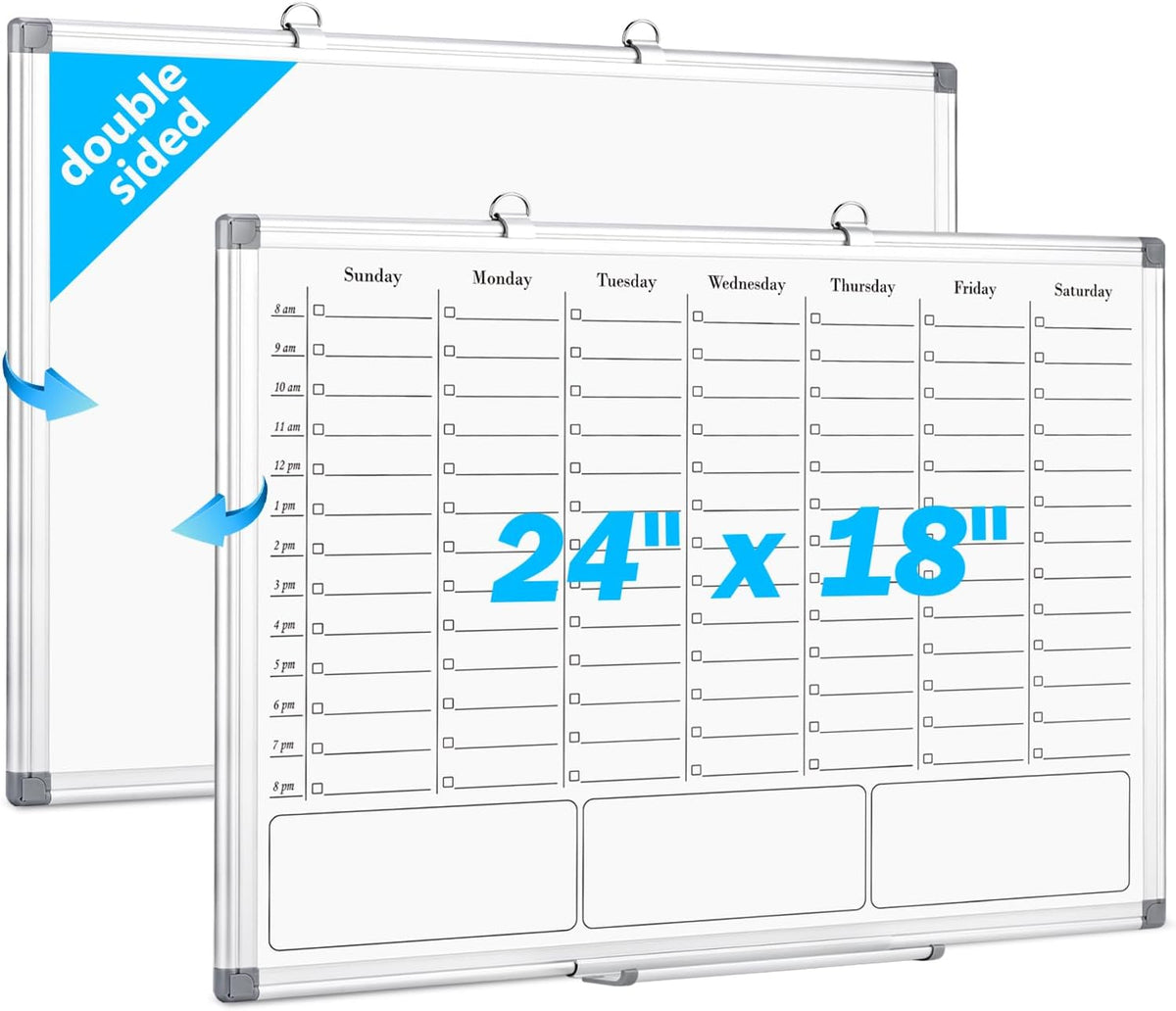 Desktop Weekly Calendar Whiteboard with Stand,16x12 Dry Erase Board