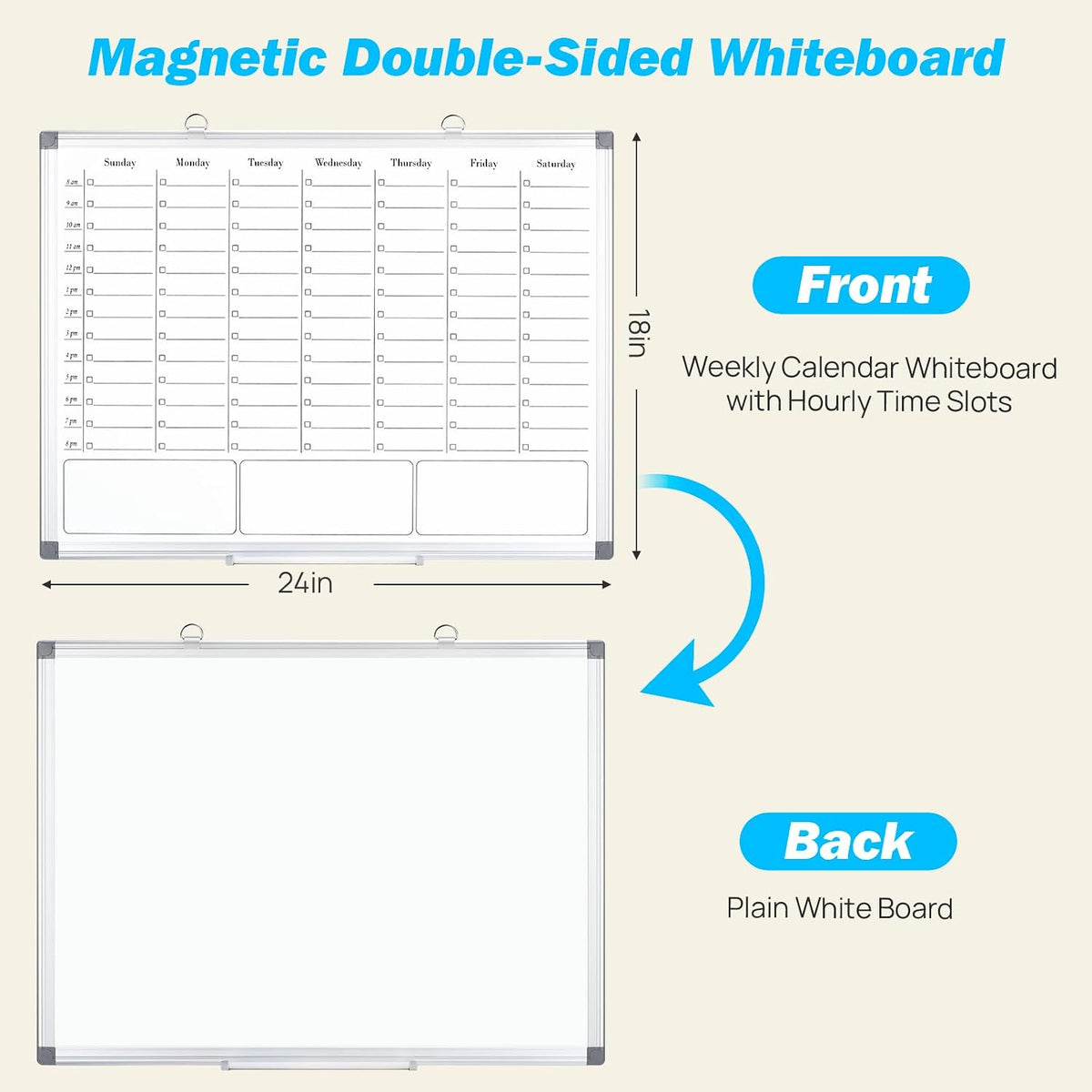 Desktop Weekly Calendar Whiteboard with Stand,16x12 Dry Erase Board