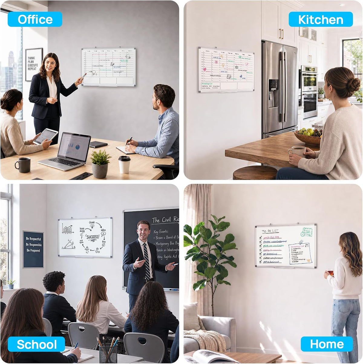 Desktop Weekly Calendar Whiteboard with Stand,16x12 Dry Erase Board