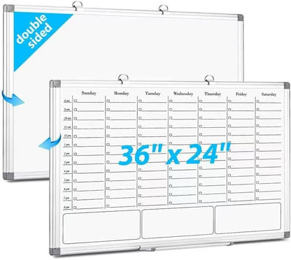 Desktop Weekly Calendar Whiteboard with Stand,16x12 Dry Erase Board