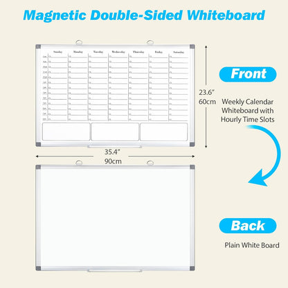 Desktop Weekly Calendar Whiteboard with Stand,16x12 Dry Erase Board