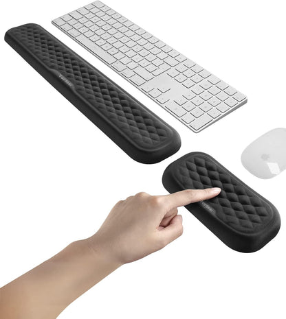 Wrist Rest for Keyboard and Mouse, Computer Ergonomic Wrist Support Pad, Soft Memory Foam Arm Cushion for Desk, Palm Hand Office Laptop Typing