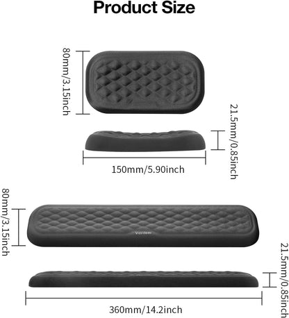 Wrist Rest for Keyboard and Mouse, Computer Ergonomic Wrist Support Pad, Soft Memory Foam Arm Cushion for Desk, Palm Hand Office Laptop Typing