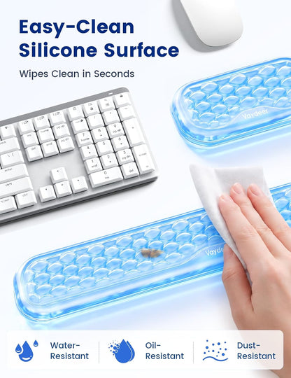 Wrist Rest for Keyboard and Mouse, Computer Ergonomic Wrist Support Pad, Soft Memory Foam Arm Cushion for Desk, Palm Hand Office Laptop Typing