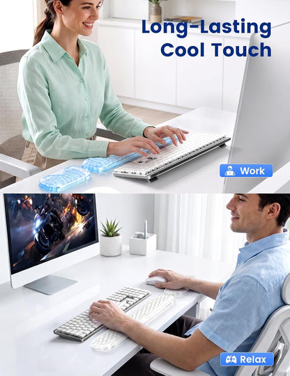 Wrist Rest for Keyboard and Mouse, Computer Ergonomic Wrist Support Pad, Soft Memory Foam Arm Cushion for Desk, Palm Hand Office Laptop Typing
