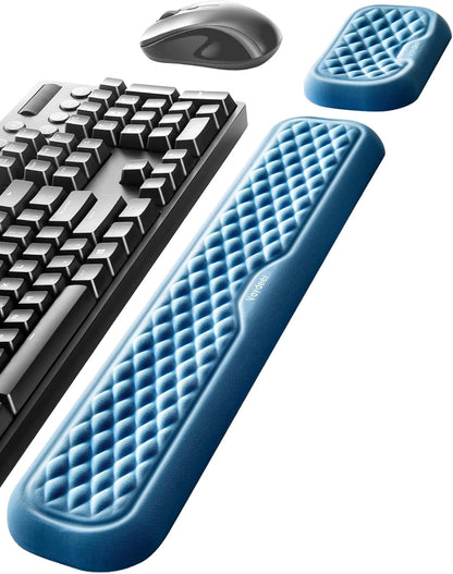 Wrist Rest for Keyboard and Mouse, Computer Ergonomic Wrist Support Pad, Soft Memory Foam Arm Cushion for Desk, Palm Hand Office Laptop Typing